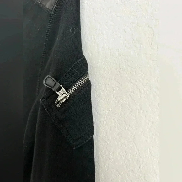 Lauren Ralph Lauren Black Midi Dress with leather and zipper details sz M - Picture 4 of 6